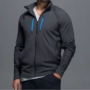 Lululemon Mens Shift Jacket heathered black/ cornflower XXL